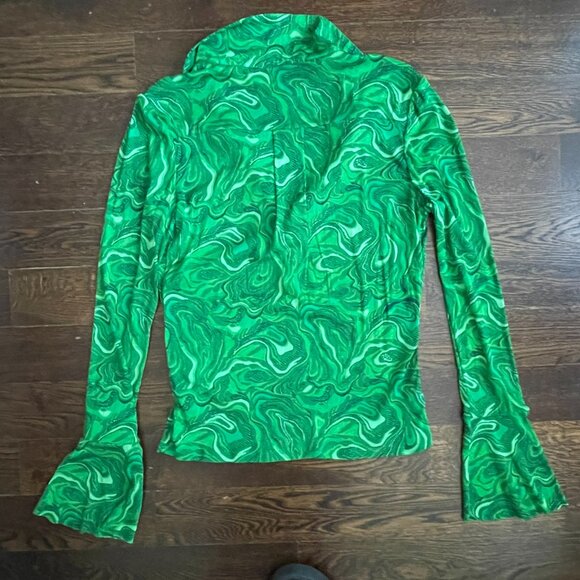 Diane Von Furstenberg Mackenzie Mesh Top-Marble Billiard Green-Medium - Picture 5 of 11